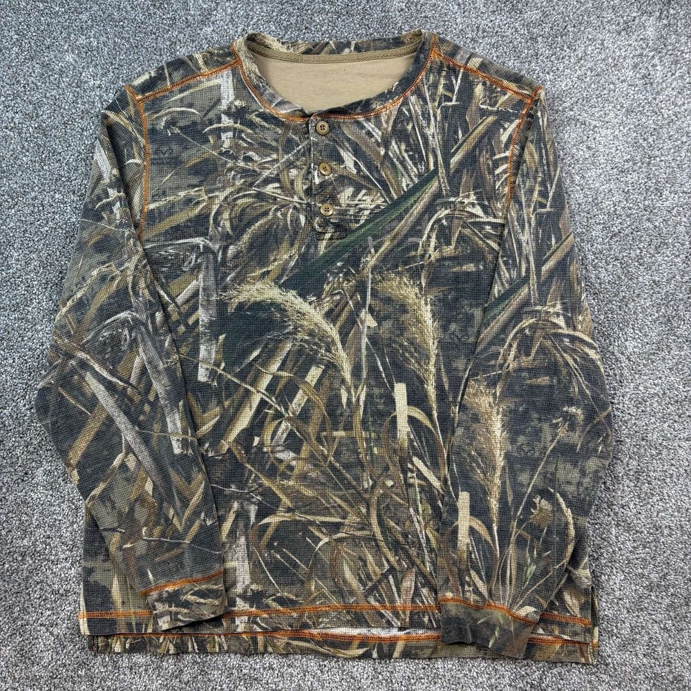 Vintage Y2k Realtree Camo Thermal Shirt Mens XL Long Sleeve Camouflage Hunting